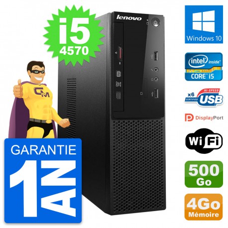 PC Lenovo S500 SFF Intel Core i5-4570 RAM 4Go Disque Dur 500Go Windows 10 Wifi
