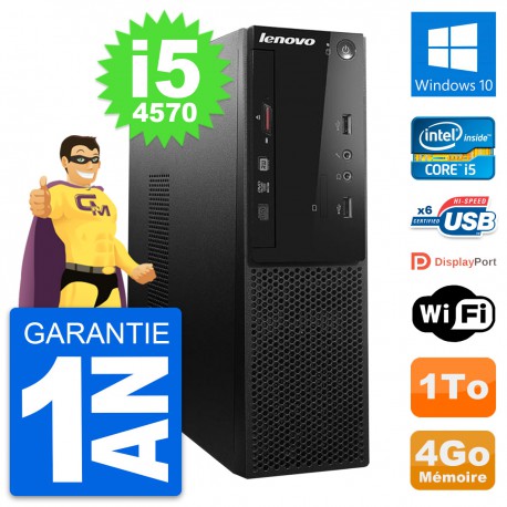 PC Lenovo S500 SFF Intel Core i5-4570 RAM 4Go Disque Dur 1To Windows 10 Wifi