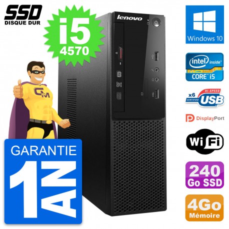 PC Lenovo S500 SFF Intel Core i5-4570 RAM 4Go SSD 240Go Windows 10 Wifi