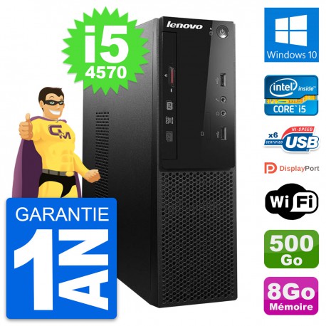 PC Lenovo S500 SFF Intel Core i5-4570 RAM 8Go Disque Dur 500Go Windows 10 Wifi