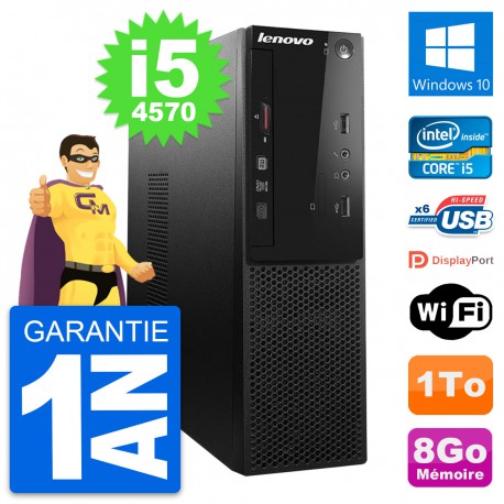 PC Lenovo S500 SFF Intel Core i5-4570 RAM 8Go Disque Dur 1To Windows 10 Wifi