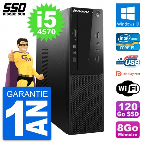 PC Lenovo S500 SFF Intel Core i5-4570 RAM 8Go SSD 120Go Windows 10 Wifi