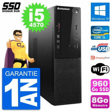 PC Lenovo S500 SFF Intel Core i5-4570 RAM 8Go SSD 960Go Windows 10 Wifi