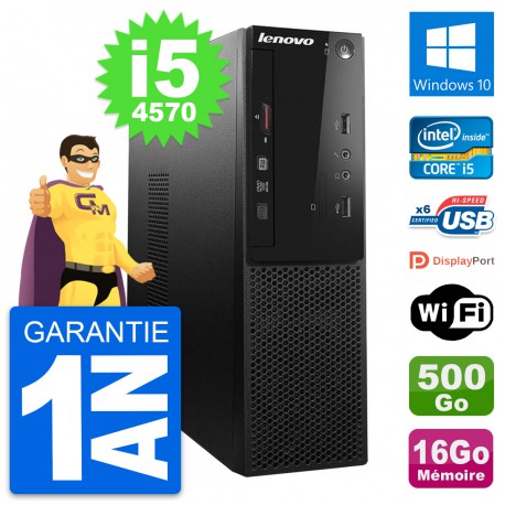 PC Lenovo S500 SFF Intel Core i5-4570 RAM 16Go Disque Dur 500Go Windows 10 Wifi