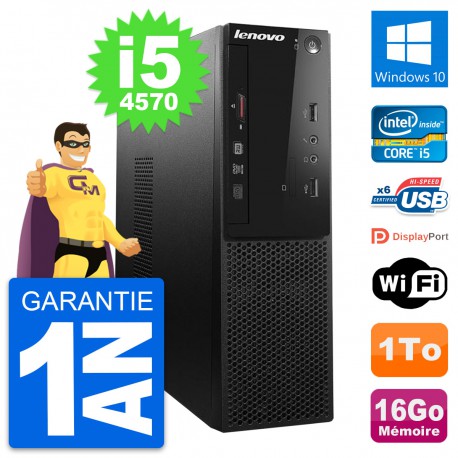 PC Lenovo S500 SFF Intel Core i5-4570 RAM 16Go Disque Dur 1To Windows 10 Wifi