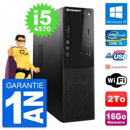 PC Lenovo S500 SFF Intel Core i5-4570 RAM 16Go Disque Dur 2To Windows 10 Wifi