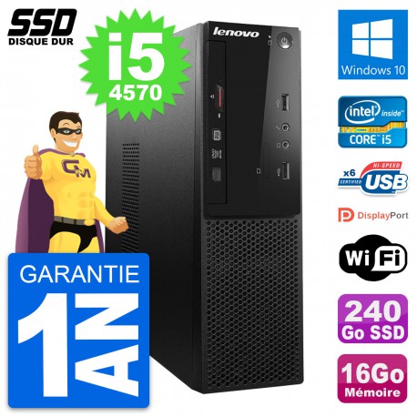 PC Lenovo S500 SFF Intel Core i5-4570 RAM 16Go SSD 240Go Windows 10 Wifi