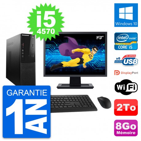PC Lenovo S500 SFF Ecran 19" Intel i5-4570 RAM 8Go Disque 2To Windows 10 Wifi