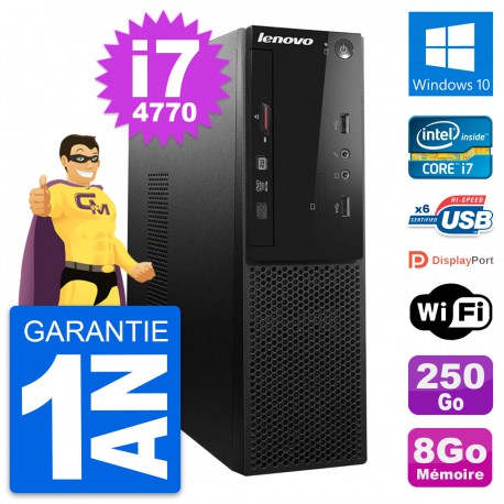 PC Lenovo S500 SFF Intel Core i7-4770 RAM 8Go Disque Dur 250Go Windows 10 Wifi