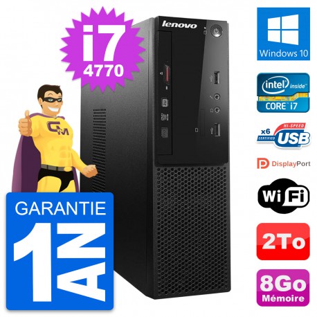 PC Lenovo S500 SFF Intel Core i7-4770 RAM 8Go Disque Dur 2To Windows 10 Wifi