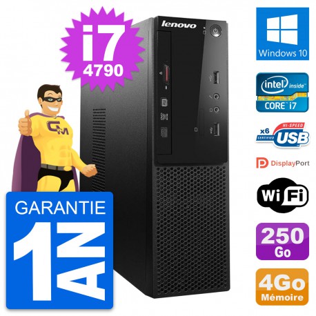 PC Lenovo S500 SFF Intel Core i7-4790 RAM 4Go Disque Dur 250Go Windows 10 Wifi