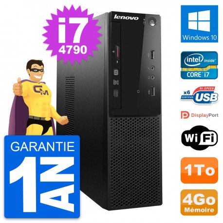 PC Lenovo S500 SFF Intel Core i7-4790 RAM 4Go Disque Dur 1To Windows 10 Wifi