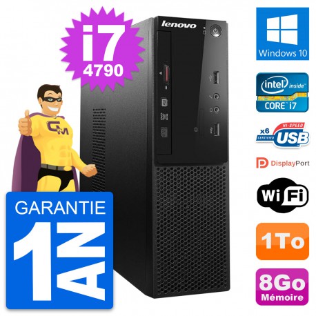 PC Lenovo S500 SFF Intel Core i7-4790 RAM 8Go Disque Dur 1To Windows 10 Wifi