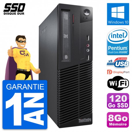 PC Lenovo ThinkCentre M73 SFF Intel G3220 RAM 8Go SSD 120Go Windows 10 Wifi