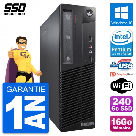 PC Lenovo ThinkCentre M73 SFF Intel G3220 RAM 16Go SSD 240Go Windows 10 Wifi