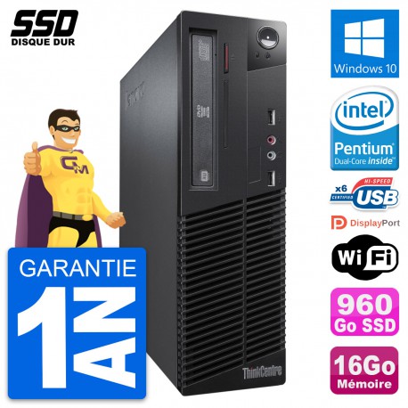 PC Lenovo ThinkCentre M73 SFF Intel G3220 RAM 16Go SSD 960Go Windows 10 Wifi