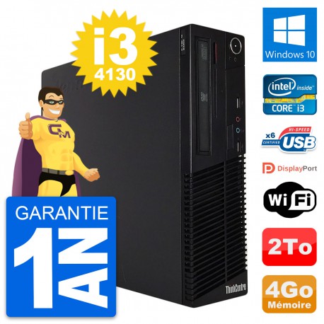 PC Lenovo ThinkCentre M73 SFF Intel i3-4130 RAM 4Go Disque 2To Windows 10 Wifi