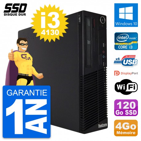 PC Lenovo ThinkCentre M73 SFF Intel i3-4130 RAM 4Go SSD 120Go Windows 10 Wifi