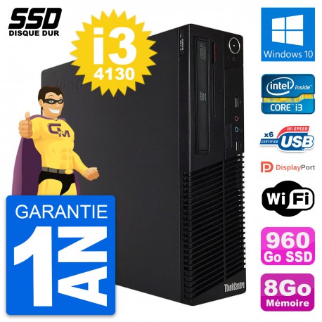 PC Lenovo ThinkCentre M73 SFF Intel i3-4130 RAM 8Go SSD 960Go Windows 10 Wifi