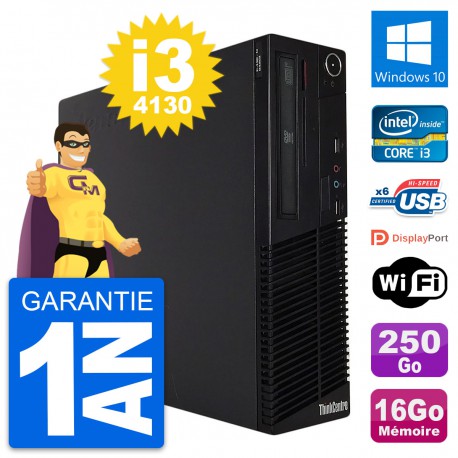 PC Lenovo M73 SFF Intel Core i3-4130 RAM 16Go Disque Dur 250Go Windows 10 Wifi