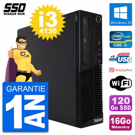 PC Lenovo ThinkCentre M73 SFF Intel i3-4130 RAM 16Go SSD 120Go Windows 10 Wifi