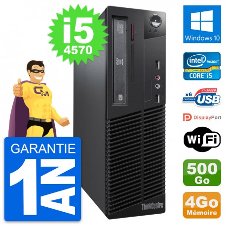 PC Lenovo ThinkCentre M73 SFF Intel i5-4570 RAM 4Go Disque 500Go Windows 10 Wifi