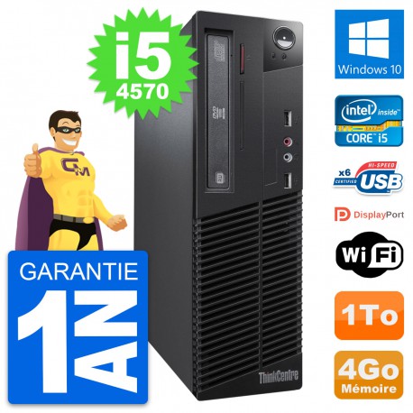 PC Lenovo ThinkCentre M73 SFF Intel i5-4570 RAM 4Go Disque 1To Windows 10 Wifi