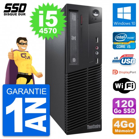 PC Lenovo ThinkCentre M73 SFF Intel i5-4570 RAM 4Go SSD 120Go Windows 10 Wifi