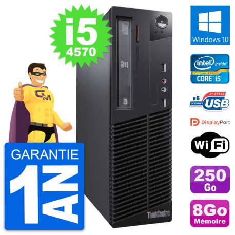 PC Lenovo ThinkCentre M73 SFF Intel i5-4570 RAM 8Go Disque 250Go Windows 10 Wifi