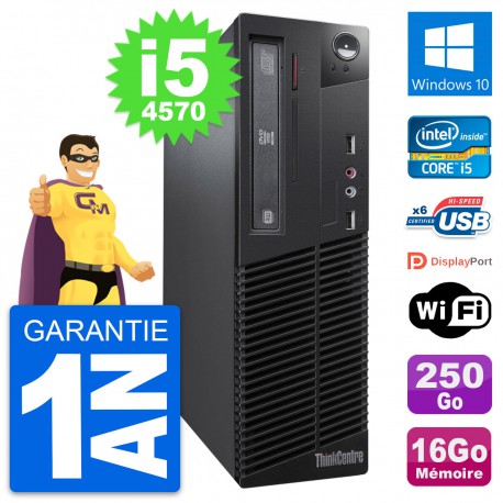 PC Lenovo M73 SFF Intel Core i5-4570 RAM 16Go Disque Dur 250Go Windows 10 Wifi