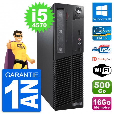 PC Lenovo M73 SFF Intel Core i5-4570 RAM 16Go Disque Dur 500Go Windows 10 Wifi