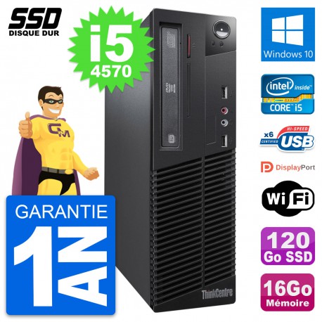 PC Lenovo ThinkCentre M73 SFF Intel i5-4570 RAM 16Go SSD 120Go Windows 10 Wifi