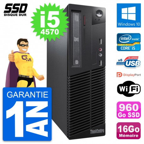 PC Lenovo ThinkCentre M73 SFF Intel i5-4570 RAM 16Go SSD 960Go Windows 10 Wifi