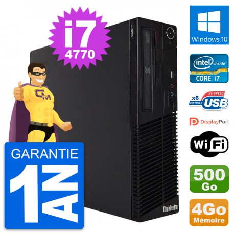PC Lenovo ThinkCentre M73 SFF Intel i7-4770 RAM 4Go Disque 500Go Windows 10 Wifi