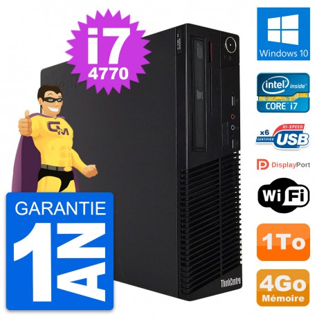 PC Lenovo ThinkCentre M73 SFF Intel i7-4770 RAM 4Go Disque 1To Windows 10 Wifi