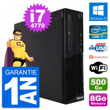 PC Lenovo ThinkCentre M73 SFF Intel i7-4770 RAM 8Go Disque 500Go Windows 10 Wifi
