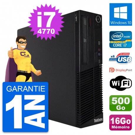 PC Lenovo M73 SFF Intel Core i7-4770 RAM 16Go Disque Dur 500Go Windows 10 Wifi