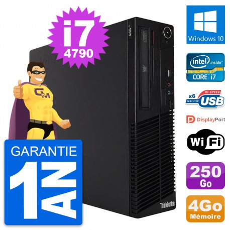 PC Lenovo ThinkCentre M73 SFF Intel i7-4790 RAM 4Go Disque 250Go Windows 10 Wifi
