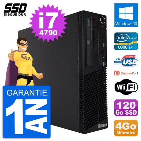 PC Lenovo ThinkCentre M73 SFF Intel i7-4790 RAM 4Go SSD 120Go Windows 10 Wifi