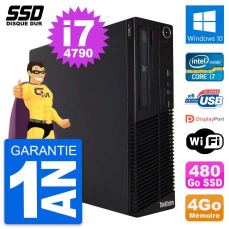 PC Lenovo ThinkCentre M73 SFF Intel i7-4790 RAM 4Go SSD 480Go Windows 10 Wifi