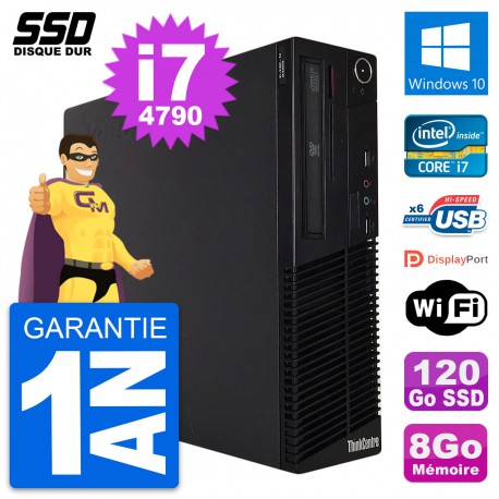 PC Lenovo ThinkCentre M73 SFF Intel i7-4790 RAM 8Go SSD 120Go Windows 10 Wifi