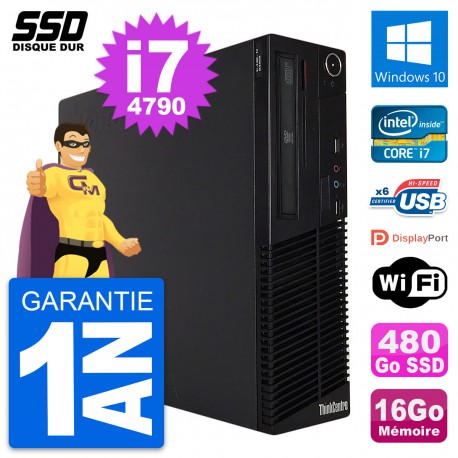 PC Lenovo ThinkCentre M73 SFF Intel i7-4790 RAM 16Go SSD 480Go Windows 10 Wifi