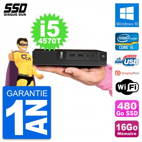 Ultra Mini PC Dell 3020 Micro USFF i5-4570T RAM 16Go SSD 480Go Windows 10 Wifi