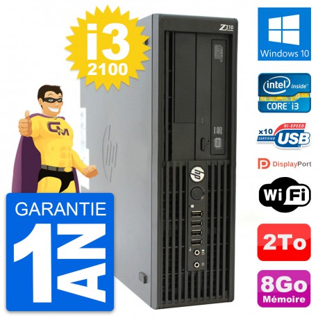 PC HP WorkStation Z210 SFF Core i3-2100 RAM 8Go Disque 2To Windows 10 Wifi