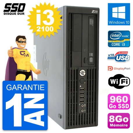 PC HP WorkStation Z210 SFF Intel Core i3-2100 RAM 8Go SSD 960Go Windows 10 Wifi