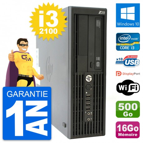 PC HP WorkStation Z210 SFF Core i3-2100 RAM 16Go Disque 500Go Windows 10 Wifi