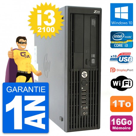 PC HP WorkStation Z210 SFF Intel i3-2100 RAM 16Go Disque 1To Windows 10 Wifi