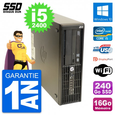 PC HP WorkStation Z210 SFF Intel i5-2400 RAM 16Go SSD 240Go Windows 10 Wifi