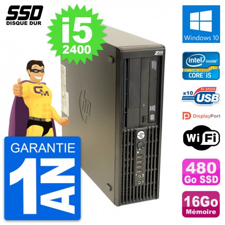 PC HP WorkStation Z210 SFF Intel i5-2400 RAM 16Go SSD 480Go Windows 10 Wifi