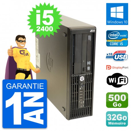 PC HP WorkStation Z210 SFF Core i5-2400 RAM 32Go Disque 500Go Windows 10 Wifi